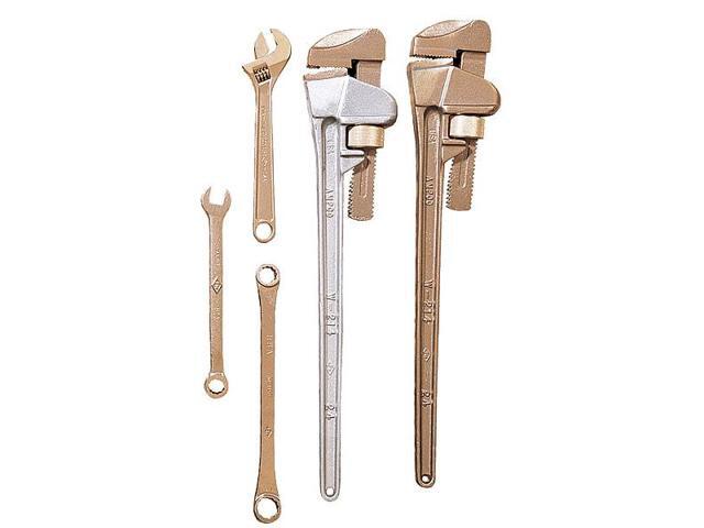 AMPCO SAFETY TOOLS W-70 Adj. Wrench, Nonspark, 6', 15/16', Natural