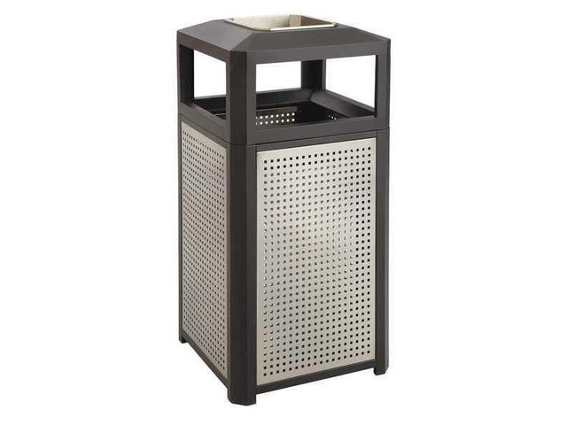 Ashtray-Top Evos Series Steel Waste Container, 38gal, Black