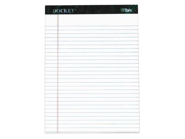 TOPS Docket Ruled Perforated Pads 8 1/2 x 11 3/4 White 50 Sheets 6/Pack 63416
