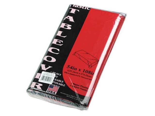 Tablemate Table Set Rectangular Table Cover Heavyweight Plastic 54 x 108 Red 6