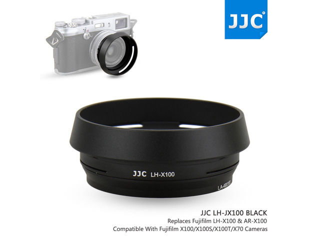 JJC BLACK METAL LENS HOOD ADAPTER RING FOR Fuji Fujifilm X70 X100 X100S X100T replaces FUFJIFILM LH-X100 AR-X100 LH-JX100 BLACK