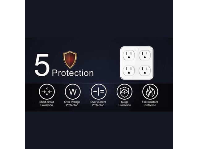 Wireless Wall Tap Smart Plug, Surge Protector, 4 Outlet Extender with 4 USB Charging Ports, Compatible with Alexa Google Assistant, no Hub Required...