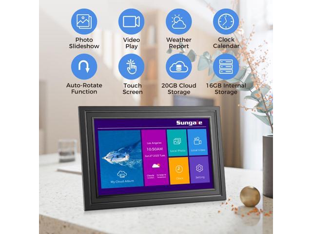 Sungale 10.1 True Cloud Frame with Editable Cloud Albums, IPS HD Touch Screen, 20GB Free Cloud Storage, Computer or App Remote Manage, Easy Setup,...