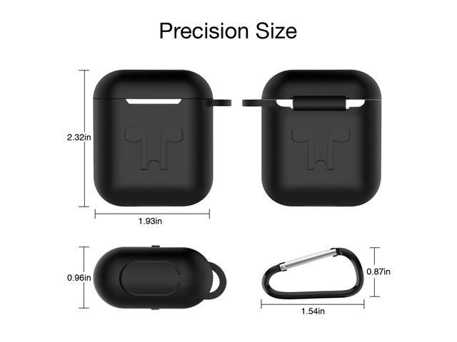 Airpod Protective Case, Airpod Earbuds/Headphones Protective Cover Silicone Skin, Precision Size, 3mm skin, 360 protection, metal Keychain hook,...