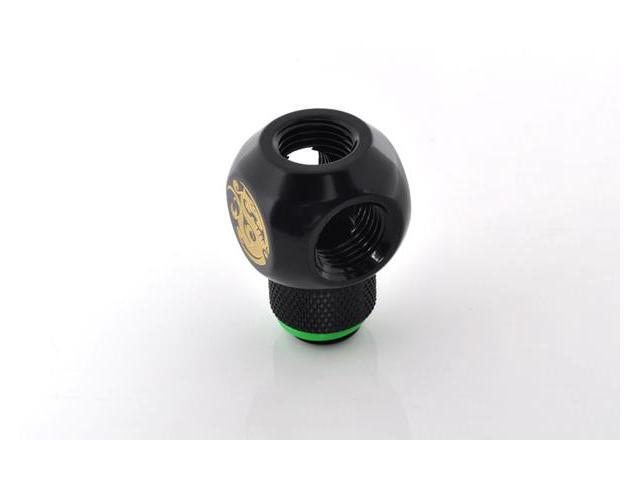 Bitspower G1/4' Q-Rotary Extender Fitting with Triple G1/4' Female Ports, Rotary, Matte Black