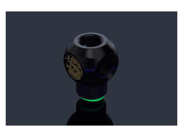 Bitspower G1/4' Q-Rotary Extender Fitting with Triple G1/4' Female Ports, Rotary, Matte Black