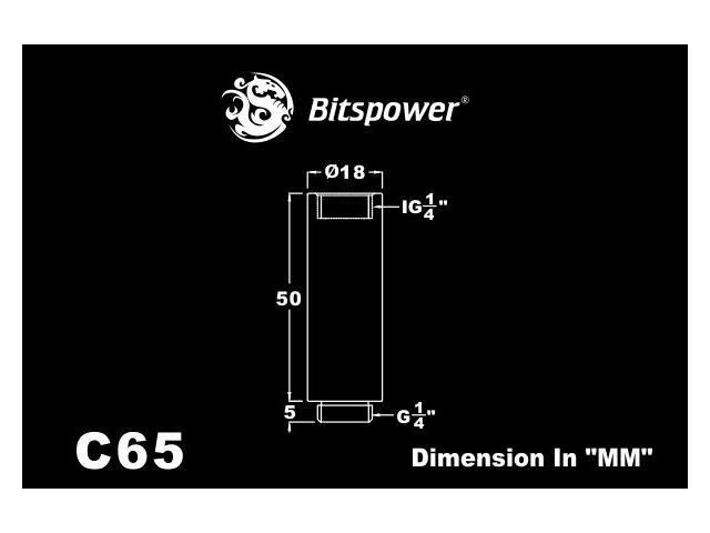 Bitspower G1/4' Male to Female Extender Fitting, 50mm, Matte Black