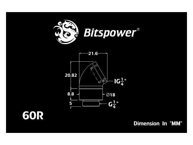 Bitspower BP-60R G1/4' Silver Shining Rotary 60-Degree IG1/4' Extender