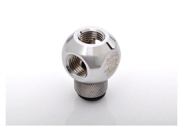 Bitspower G1/4' Q-Rotary Extender Fitting with Triple G1/4' Female Ports, Rotary, Silver Shining
