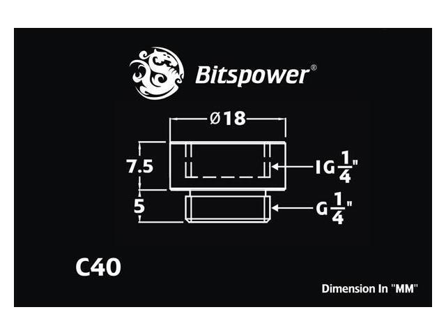 Bitspower G1/4' Male to Female Extender Fitting, 7.5mm, Silver Shining