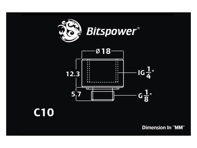 Bitspower BP-WTP-C10 G1/8' Silver Shining G1/8' To IG1/4' Adapter