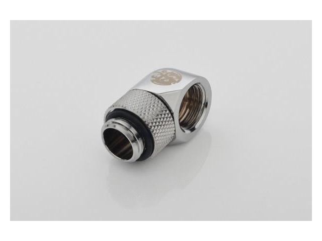 Bitspower G1/4' Male to Female Extender Fitting, 90? Rotary, Silver Shining