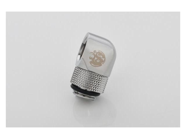 Bitspower G1/4' Male to Female Extender Fitting, 90? Rotary, Silver Shining