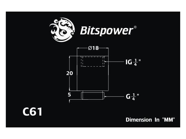 Bitspower BP-BSWP-C61 G1/4' Black Sparkle IG1/4' Extender-20MM