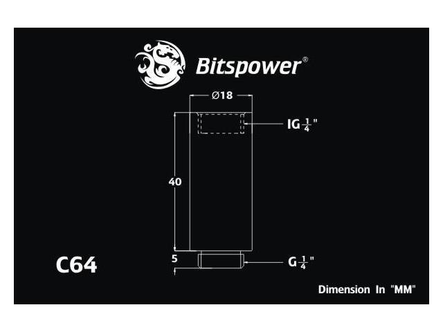 Bitspower BP-BSWP-C64 G1/4' Black Sparkle IG1/4' Extender-40MM