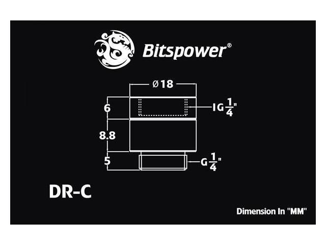 Bitspower Anti-Twist Adapter Fitting, Black Sparkle