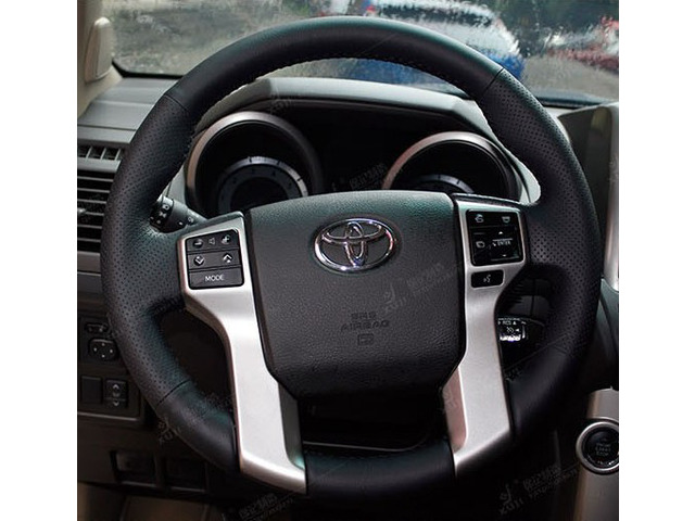 Steering Wheel Cover For Toyota Land Cruiser Prado 2010 2012 2014 Tundra Tacoma Car Special Hand-stitched Genuine Leather Covers