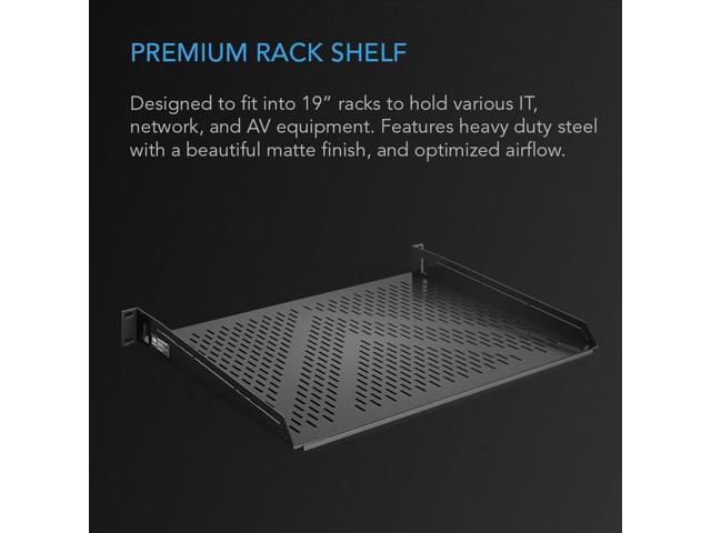 AC Infinity Vented Cantilever 1U Universal Rack Shelf, 14' Deep, for 19' Equipment Racks. Heavy-Duty 2.4mm Cold Rolled Steel, 60lbs Capacity