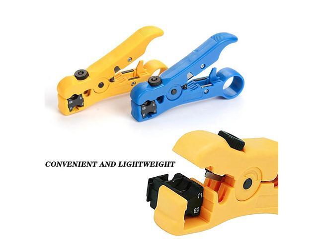 Wire Coax Coaxial Universal Cable Stripper Cutter Stripping Pliers Tool for Network rj45 Cables - Blue