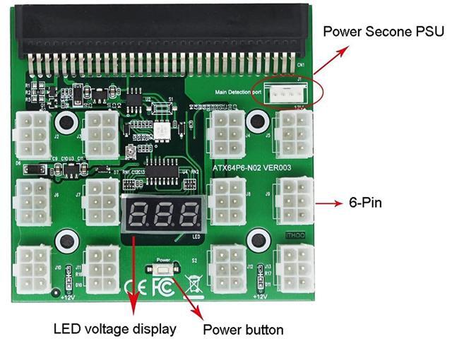 S-Union Ethereum ETH ZEC Mining Power Supply 12V GPU/PSU Breakout Board + 12pcs 16AWG PCI-E 6Pin to 6+2Pin Cables 27.5Inch Length(70CM, with 5...