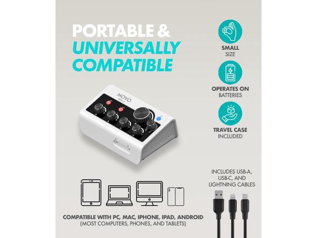 Movo PodPro Portable Podcasting Equipment Bundle for Smartphones and Computers - with MDX-2 Audio Interface, 2 CastMic Dynamic Mics, Tabletop...