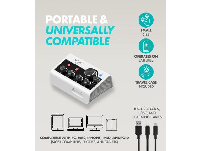 Movo PodPro Portable Podcasting Equipment Bundle for Smartphones and Computers - with MDX-2 Audio Interface, 2 CastMic Dynamic Mics, Boom Arms, and...
