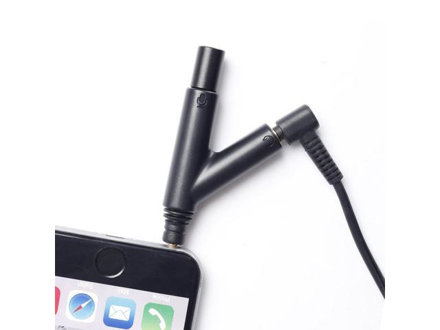 Movo MA1000 V-Shape TRRS Omni-Directional Microphone with Headphone Monitoring Jack for iPhone, iPad, Android Smartphones and Tablets