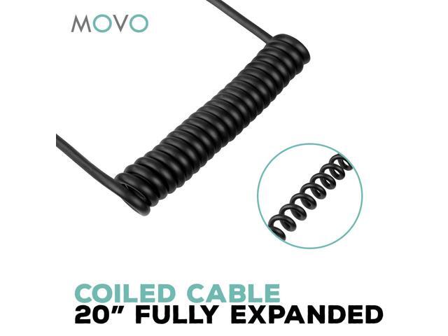 Movo MC1 3.5mm Male Stereo TRS to 3.5mm Male Stereo TRS Output Connector Cable - Connects Audio Mixers/Microphones to Camera/Recorders (Coiled...