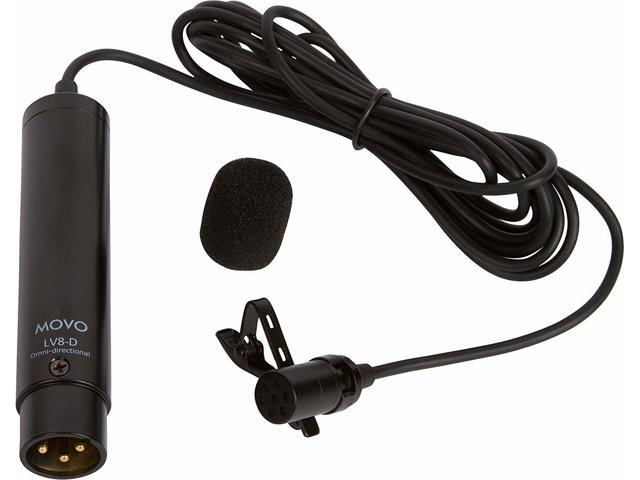 Movo LV8-D XLR Premium 48V Phantom Power Lavalier Directional Microphone, with Lapel Clip and Windscreen
