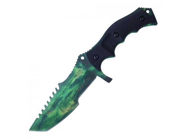 Mini Tactical Knife 8.5' Overall Green Aurora Tanto Blade Military + Sheath