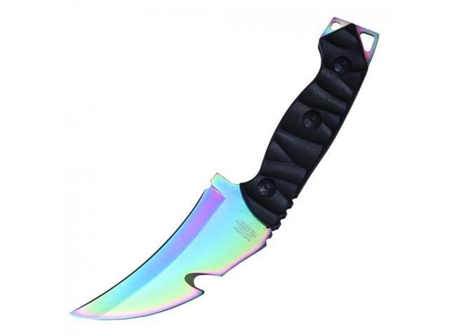 Tactical Knife Wartech 8.5' Overall Full Tang Rainbow Hawkbill Gut Hook Blade