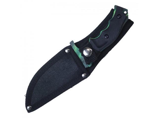 Mini Tactical Knife 8.5' Overall Green Aurora Tanto Blade Military + Sheath