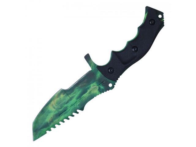 Mini Tactical Knife 8.5' Overall Green Aurora Tanto Blade Military + Sheath
