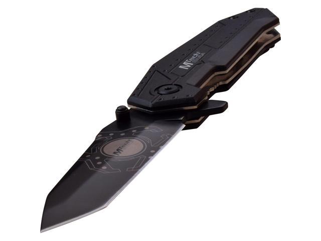 Folding Knife Mtech Black Biohazard Tanto Blade Ball Bearing Pivot Tactical EDC