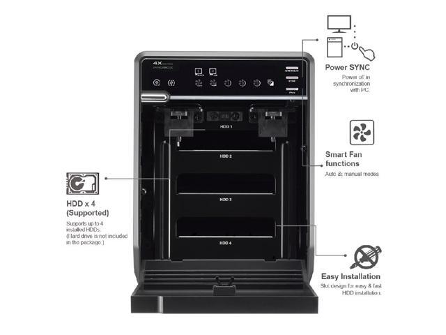 Mediasonic 4 Bay 3.5 SATA Hard Drive Enclosure USB 3.0 & eSATA Support 30TB HDD (HF2-SU3S3)