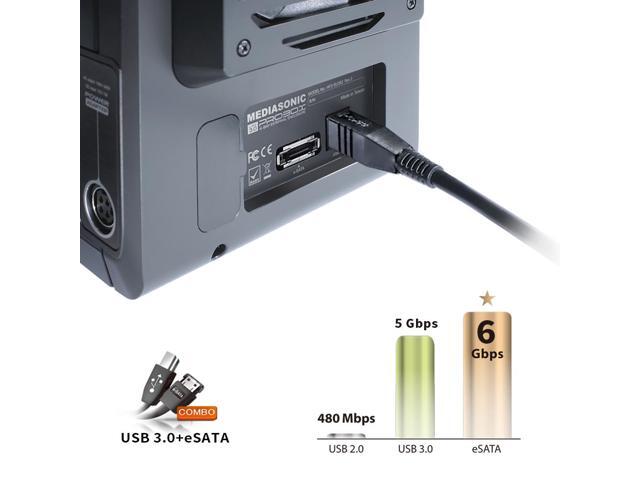 Mediasonic 4 Bay 3.5 SATA Hard Drive Enclosure USB 3.0 & eSATA Support 30TB HDD (HF2-SU3S3)