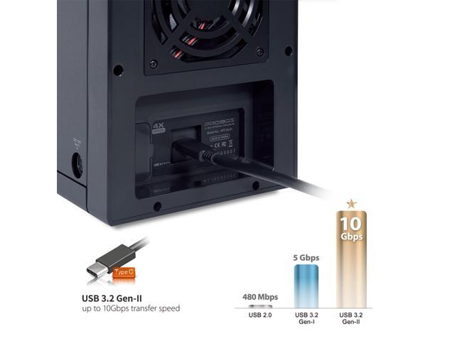 Mediasonic USB 3.2 4 Bay 3.5 SATA Hard Drive Enclosure USB 3.2 Gen 2 10Gbps Type C USB-C (HF7-SU31C) Support 30TB HDD