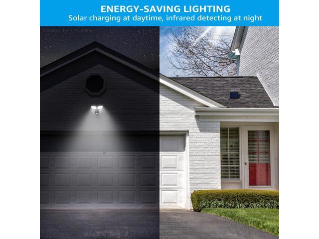 TORCHSTAR LED Solar Outdoor Security Lights with Motion Sensor, Adjustable Dual-Head Flood Light, 2 Modes Auto Mode & ON-OFF Mode, 6500K, IP65...