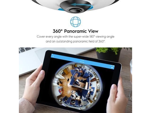Amcrest Fisheye IP POE Camera, 360° Panoramic 5-Megapixel POE IP Camera, Fish Eye Security Indoor Camera, IVS Features and People Counting, MicroSD...
