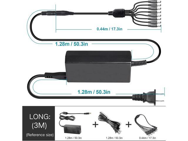 Fancy Buying Security Camera Power Adapter 12V 5A 100V-240V AC to DC 8-Way Power Splitter Cable FCC Certified LED Power Transformers-Fits...