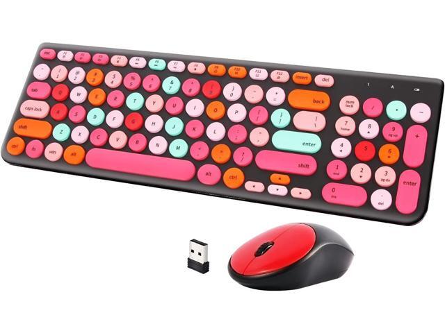 Wireless Keyboard and Mouse Combo with Round Keycaps