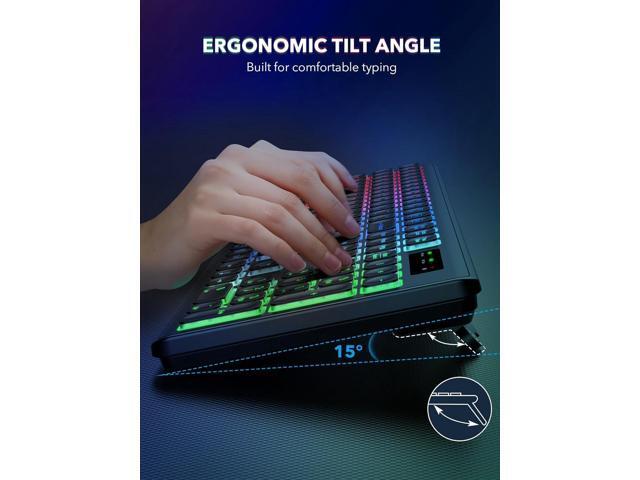 Wireless Keyboard and Mouse Backlit, Quiet Light Up Keys, Tilt Legs, Sleep Mode - Rechargeable USB Cordless Combo for Computer, iMac, PC, Laptop -...