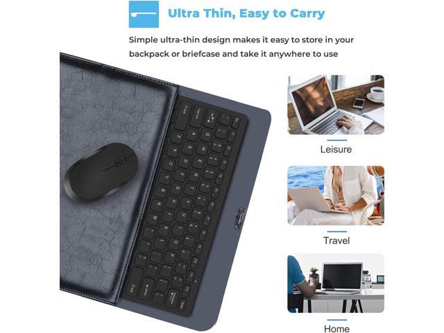 Compact Wireless Keyboard Mouse, 2.4GHz Ultra Thin Small Wireless Keyboard Mouse Combo for Desktop, Laptop (Black)