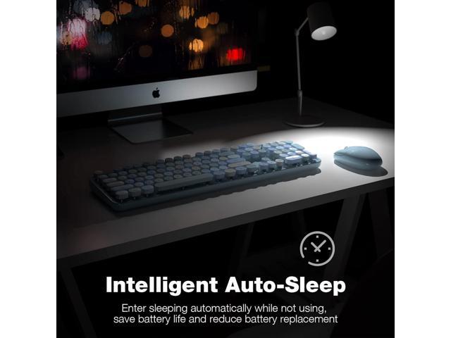 Wireless Keyboard and Mouse Combo - GEEZER Sky Blue Full-Sized Colorful Keyboard 104 Keys - USB 2.4 G Receiver Plug Play with Round Keycap...