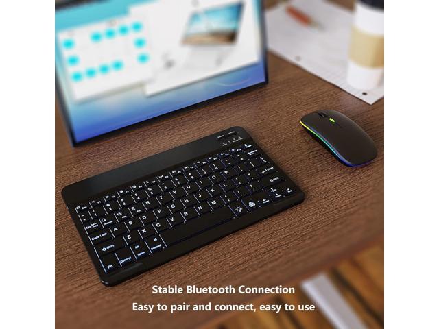 7 Color Backlit Bluetooth Keyboard and Mouse Combo for iPad A16 11th 10th Gen iPad Pro Mini Air iPhone, iPadOS 13 or Later, Slim Rechargeable...