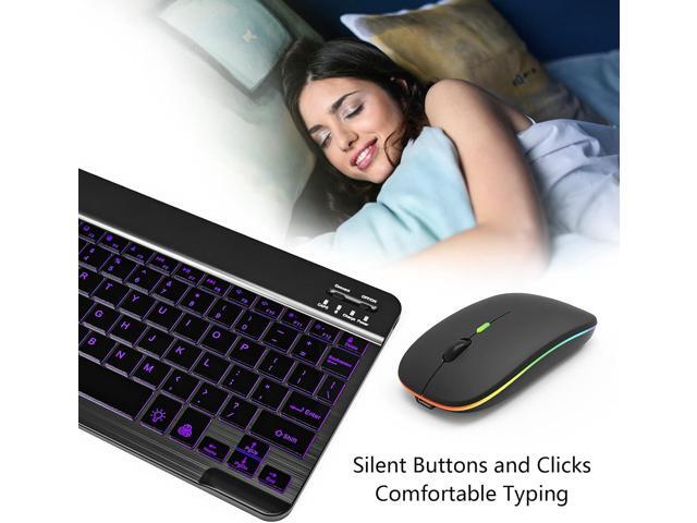 7 Color Backlit Bluetooth Keyboard and Mouse Combo for iPad A16 11th 10th Gen iPad Pro Mini Air iPhone, iPadOS 13 or Later, Slim Rechargeable...