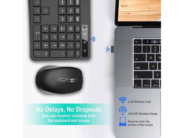 Wireless Keyboard and Mouse Combo,EarlyLit 2.4G Full-Sized Ergonomic,Cordless USB Mouse and Keyboard,12 Shortcut Keys and Quiet Click for...