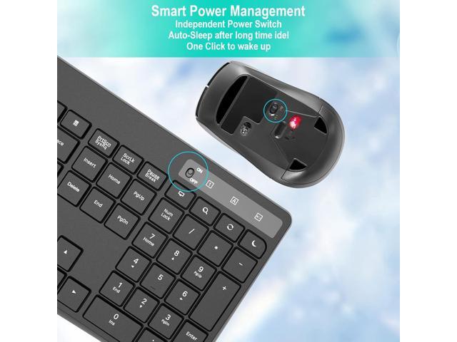 Wireless Keyboard and Mouse Combo,EarlyLit 2.4G Full-Sized Ergonomic,Cordless USB Mouse and Keyboard,12 Shortcut Keys and Quiet Click for...