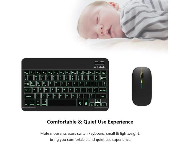 Backlit Bluetooth Keyboard and Mouse Combo for iPad Air Pro Mini Tablet iPhone Android Samsung Smartphone Cell Phone Rechargeable Ultra Slim...