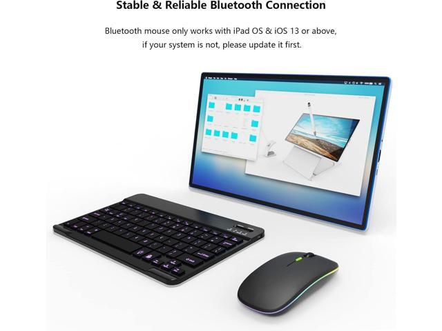 Backlit Bluetooth Keyboard and Mouse Combo for iPad Air Pro Mini Tablet iPhone Android Samsung Smartphone Cell Phone Rechargeable Ultra Slim...